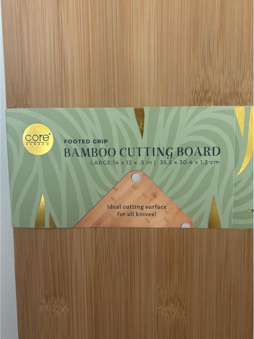 Footed Grip Core Organic Bamboo Kitchen Cutting Board Large BPA Free.NWT - Picture 7 of 8